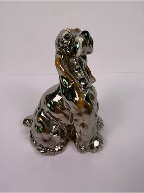Rare Kay Finch California Silver Luster Spaniel Dog Figurine MCM Ceramic